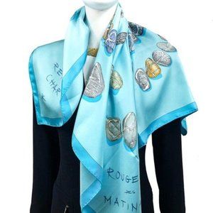 HERMES 'Impose Te Chance' Light Blue 100% Silk Scarf; Box Included